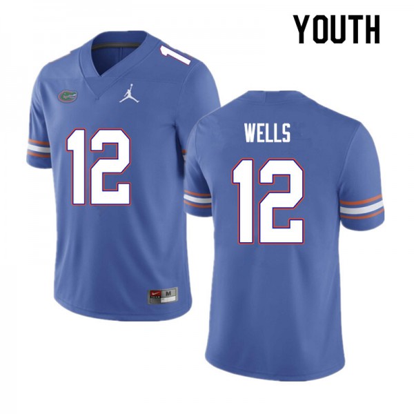 Youth #12 Rick Wells Florida Gators College Football Jerseys Blue